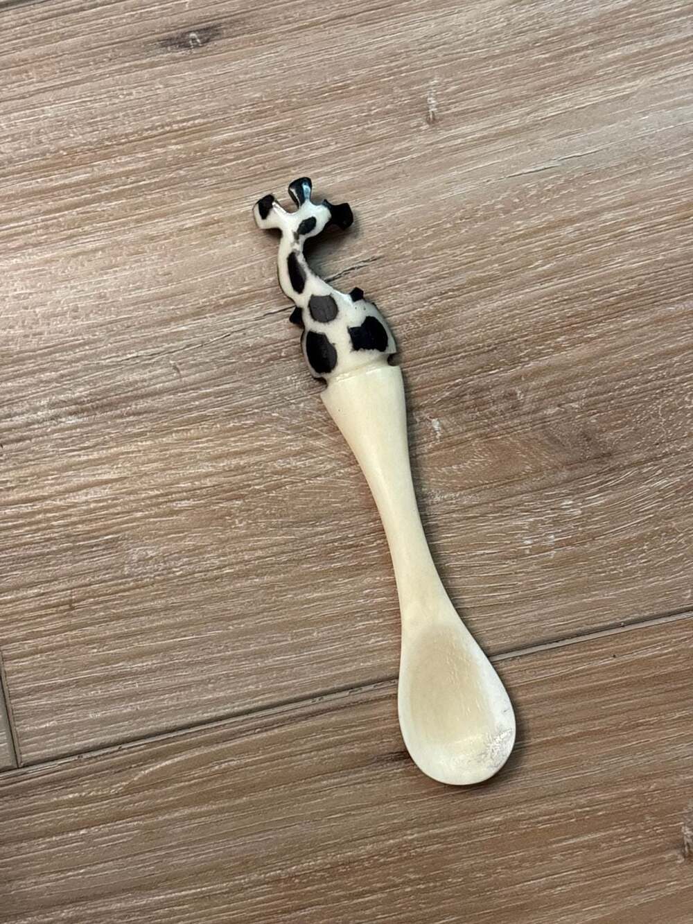 Hand Carved Giraffe Bone Salt Cellar Spoon